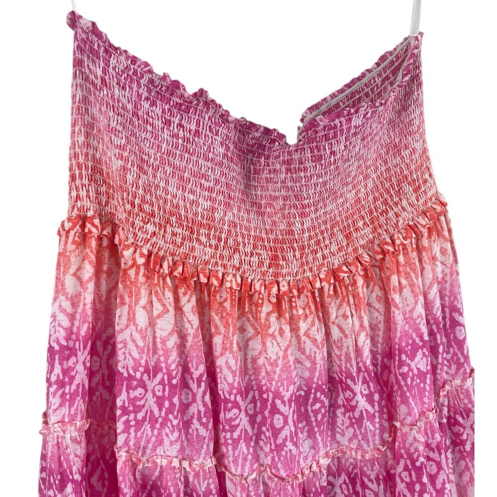 Lauren Ralph Lauren Printed Tiered Strapless Midi Dress Smocked Vacation Sz. L - Picture 5 of 11